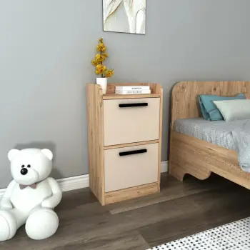 Komodinë Anës Krevati Luses, pishë atlantike, bezhë