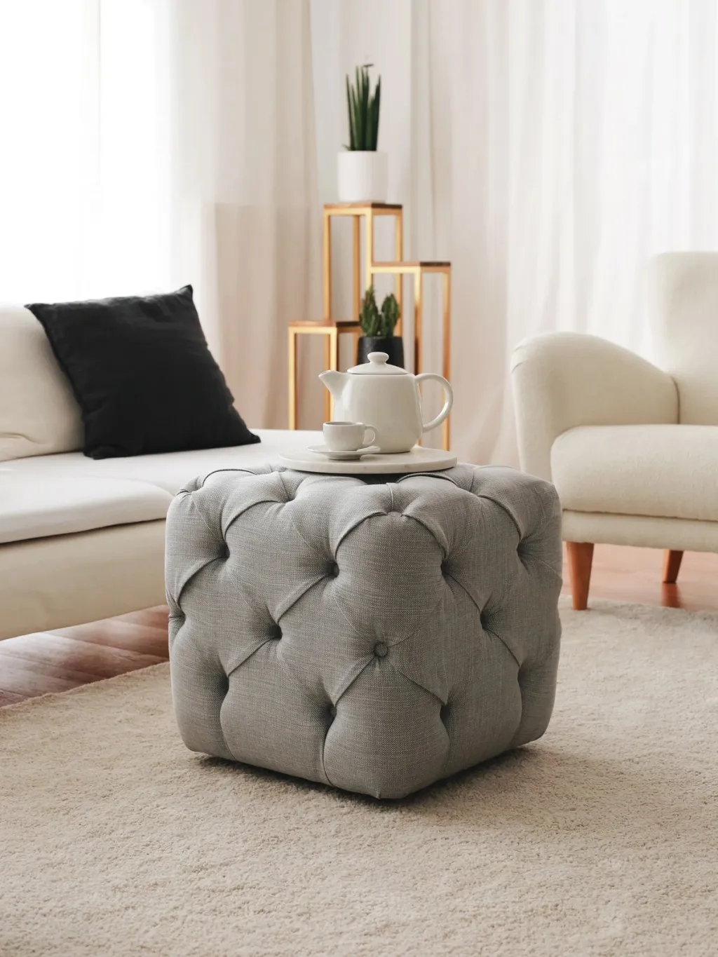 Puf Atelier del Sofa, Kup Chester, ngjyrë gri - 2