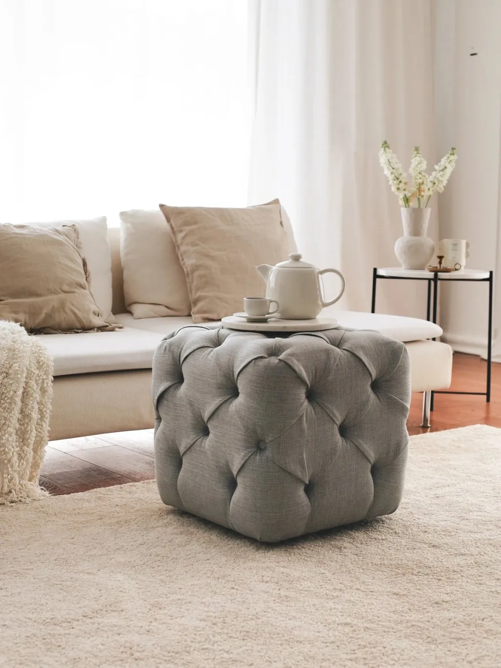 Puf Atelier del Sofa, Kup Chester, ngjyrë gri - 3