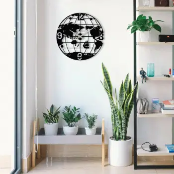 Orë muri dekorative metalike, Wallity Enzoclock - S018, e zezë, 48x48cm