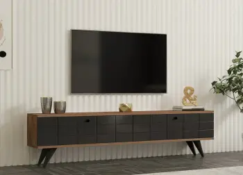 Komodë për TV Hanah Home, Alberi, ngjyrë Atlantic Pine dhe Antracite