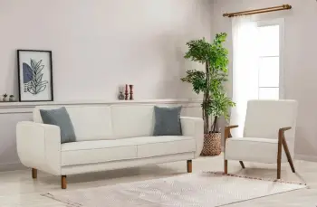 Set divan-krevat Larus Wood, ngjyrë arre dhe krem