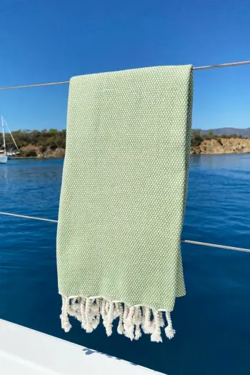 Peshqir plazhi Fouta Mijölnir, Likya, ngjyrë arre dhe e gjelbër