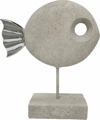 Dekor peshk CERNIA, polirezine, bezhë-kafe, 27.8x9.8x33.6 cm