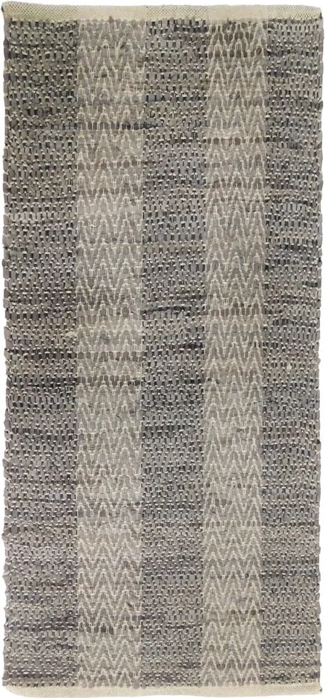 Qilim Fishbone për korridor, lëkurë, gri-bezhë, 70x150cm - 1