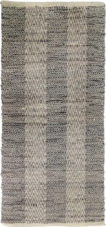 Qilim Fishbone për korridor, lëkurë, gri-bezhë, 70x150cm