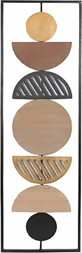 Dekor muror Wabi Sabi, metal, natyrale-gri-e zezë, 30x2x100cm