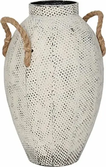 Vazo dekorative Cupi, metalike, e bardhë, 20x20x33cm