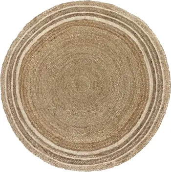 Qilim i rrumbullakët Hartu, jute natyrale, e bardhë, 120x120cm
