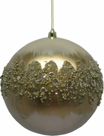 Top dekorativ Jolly Christmas, plastikë, ngjyrë ari, 15x15x15cm