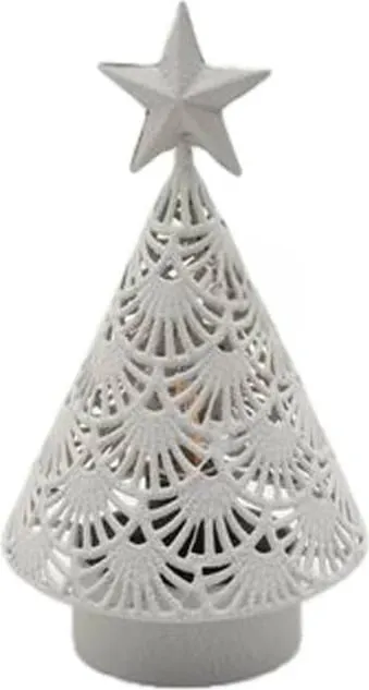 Dekor pemë Krishtlindjesh prej metali, e bardhë, 14.5x14.5x26.5 cm - 1