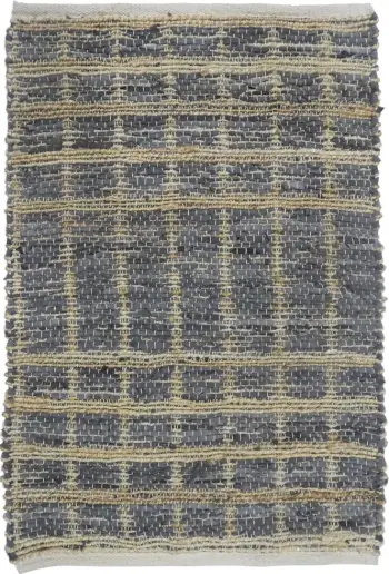 Qilim Karo, lëkurë-gjute, ngjyrë gri-bezhë, 60x90cm
