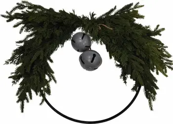 Kurorë rrethore për Krishtlindje, metal, gjelbër e kuqe, 60x60cm