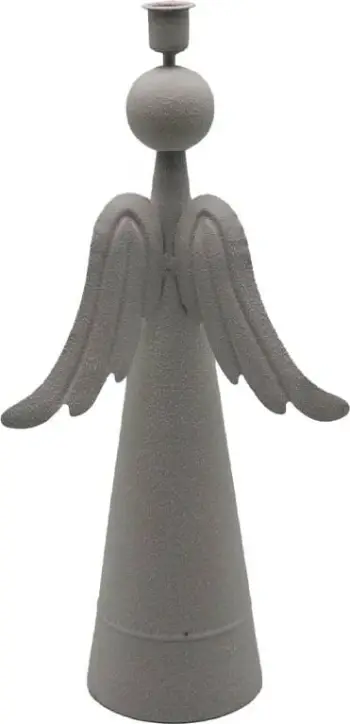 Dekor për Krishtlindje engjëll, metalik, i bardhë, 20.5x11x42.5cm