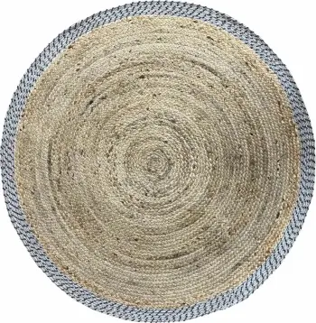 Qilim i rrumbullakët INES, pambuk, jute, natyral-gri, 180x180cm