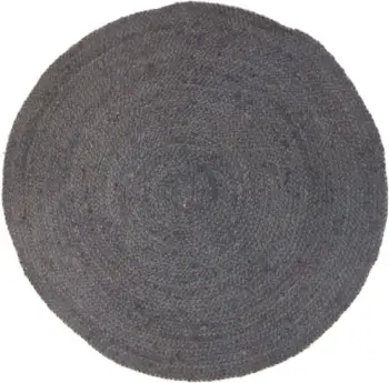 Qilim i rrumbullakët prej jute, ngjyrë kaltër, 120x120cm