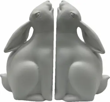 Set mbajtës librash Bun Bun, 2 copë, polirezine, të bardhë, 22x9x18cm