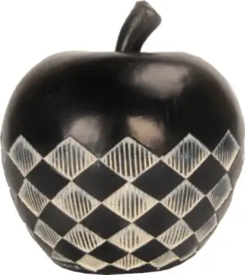 Mollë dekorative FRUIT BLACK 2, polirezine, 12x12x13cm, e zezë-bardhë