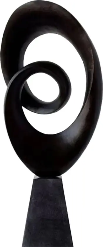 Dekor abstrakt për tavolinë, ngjyrë e zezë mat, polirezine, 20x11x40 cm