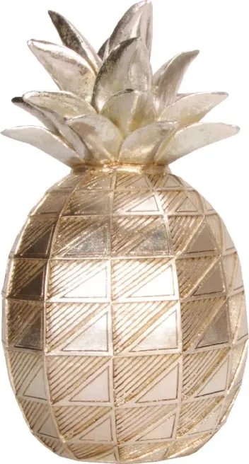 Dekor ananas, polirezine, ngjyrë argjendi, 14x14x24cm - 1