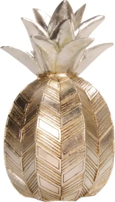 Dekor ananas, polirezine, ngjyrë argjendi, 13x13x22cm - 1