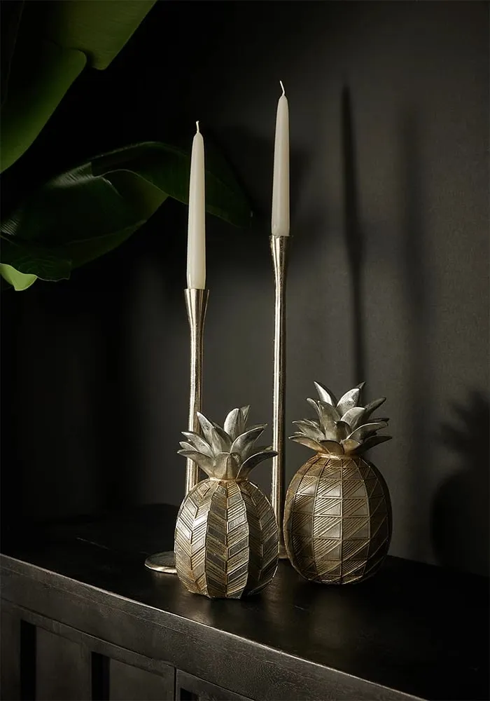 Dekor ananas, polirezine, ngjyrë argjendi, 13x13x22cm - 2