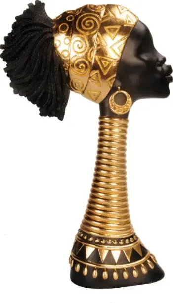 Figurë dekorative ABENI 2, polirezine, e zezë dhe ari, 19x7x33 cm
