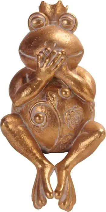 Figurinë bretkose dekorative, ngjyrë ari, 11x10x23cm