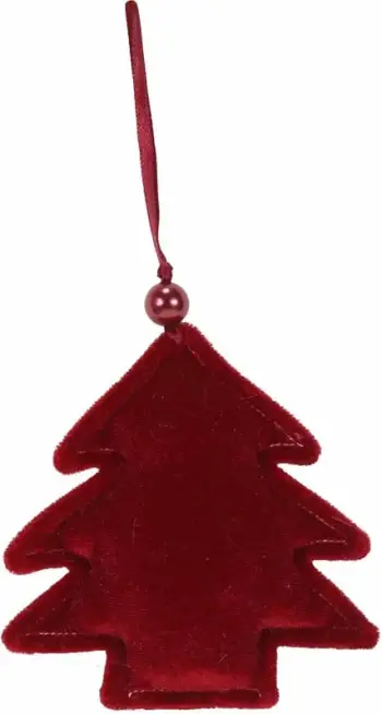 Dekor pemë Krishtlindjesh glam, material poli-fomë dhe pëlhurë, e kuqe, 10x11cm