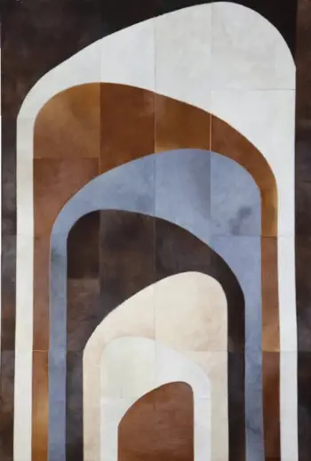 Qilim FUTURO për dhomë dite, lëkurë dhe lesh, 160x240cm, ngjyrë e zezë, e bardhë, kafe, bezhë, gri
