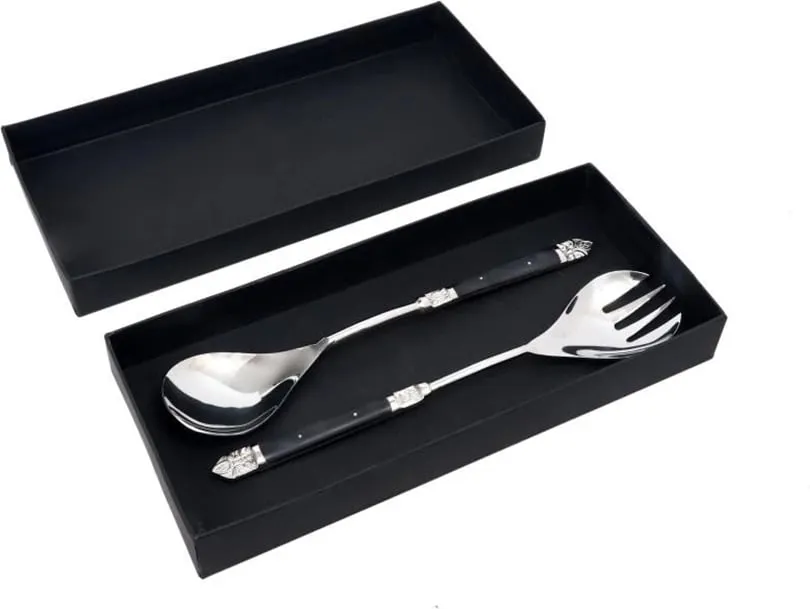 Set për shërbim sallate ROYAL, 2 copë, çelik, dorezë rrëshirë e zezë, 29x6x2 cm - 1