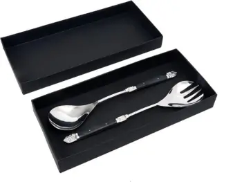 Set për shërbim sallate ROYAL, 2 copë, çelik, dorezë rrëshirë e zezë, 29x6x2 cm