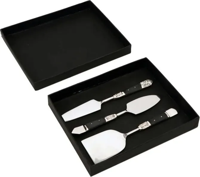 Set për servim djathi Royal, 3 copë, çelik, dorezë rrëshine e zezë, 17x5x1 cm - 2