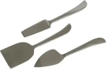 Set për servirje djathi, 3 copë, çelik, argjend, 17x5x1cm