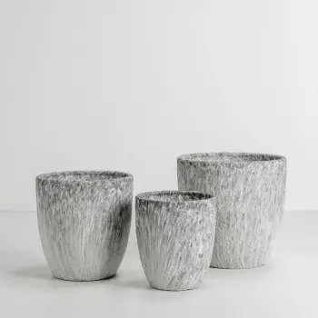 Set vazo VINSON, 3 copë, qeramikë, gri-bardhë, 30x30x31 cm