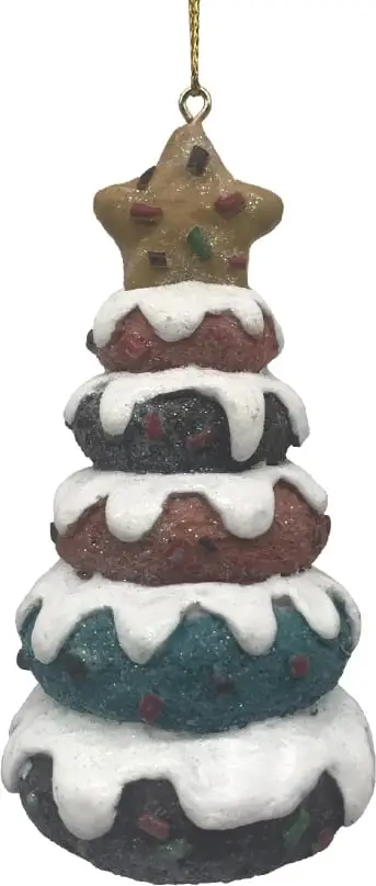 Dekor pemë Krishtlindjesh, shumëngjyrëshe, polirezine, 6x6x11cm