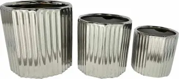 Set vazo argjendi prej qeramike, 3 copë, 18x18x18cm