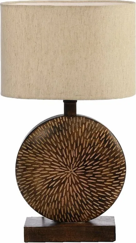 Lampë tavoline Melvin, dru, material tekstili, kafe-bezhë, 25x10x51cm - 1