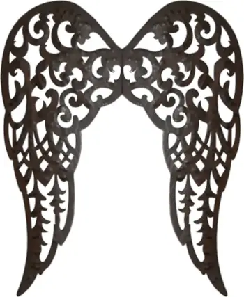 Dekor muri BROADWAY, formë krahësh engjëlli, metal i zi, 45x1x55 cm