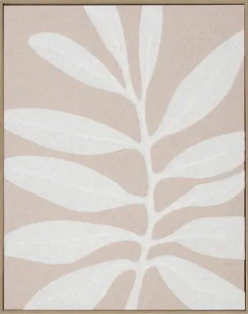 Pikturë dekorative me lule të egra, 40x50x3 cm, liri, kornizë druri, bezhë-natyrale