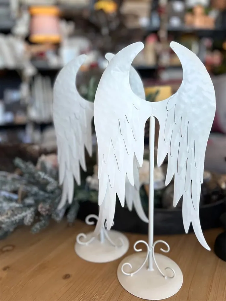 Dekor pendë metalike, e bardhë, 22x12x40cm - 2