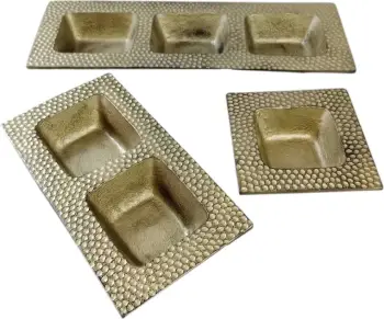 Set pjatash MARTIN, 3 copë, alumin, ngjyrë ari antik, 38x14x5 cm