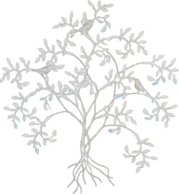 Dekor murale MARAM, metal i bardhë, 60x1x65 cm