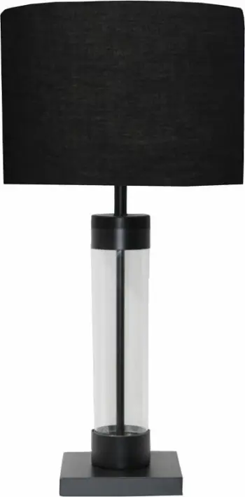 Lampë tavoline Tremont, hekur i zi mat, xham i zi, 36x36x62 cm