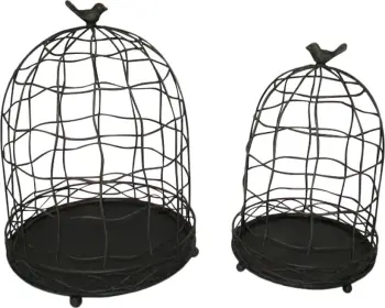 Set dekorativ kafazësh metalikë, të zinj, Mirtile, 2 copë, 30x30x41cm
