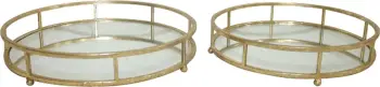 Set tabakash FLARE, 2 copë, metal ngjyrë ari, pasqyrë, 41x41x7cm