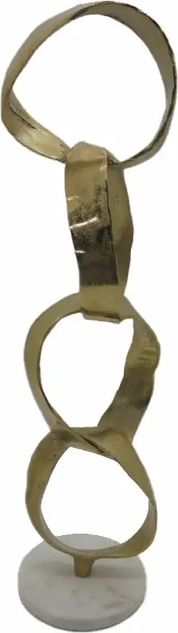 Dekor Totem Dopio, alumin i artë, bazë gur e bardhë, 18x15x64cm