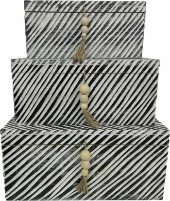 Set 3 kuti druri për organizim, ngjyrë kafe-bezhë, 64x44x30