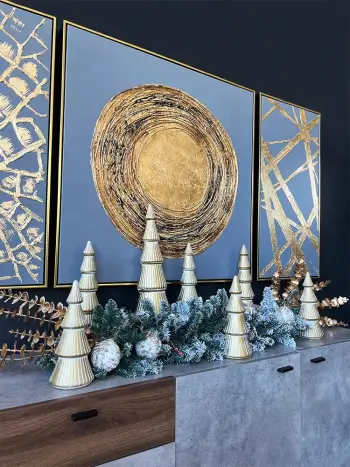 Dekor pemë Krishtlindjesh Doro, MDF, ngjyrë ari, 14x14x47cm