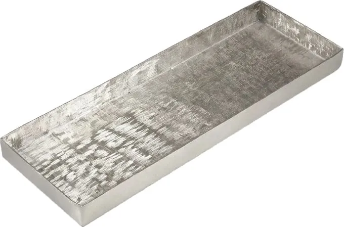 Tabaka dekorative ORLY, alumin, argjendtë, 44x15x3cm - 1